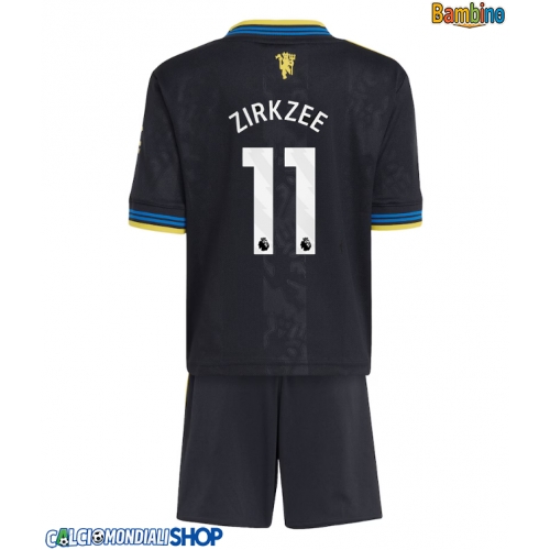 Maglie da calcio Manchester United Joshua Zirkzee #11 Terza Maglia Bambino 2025-26 Manica Corta + Pantaloni corti)